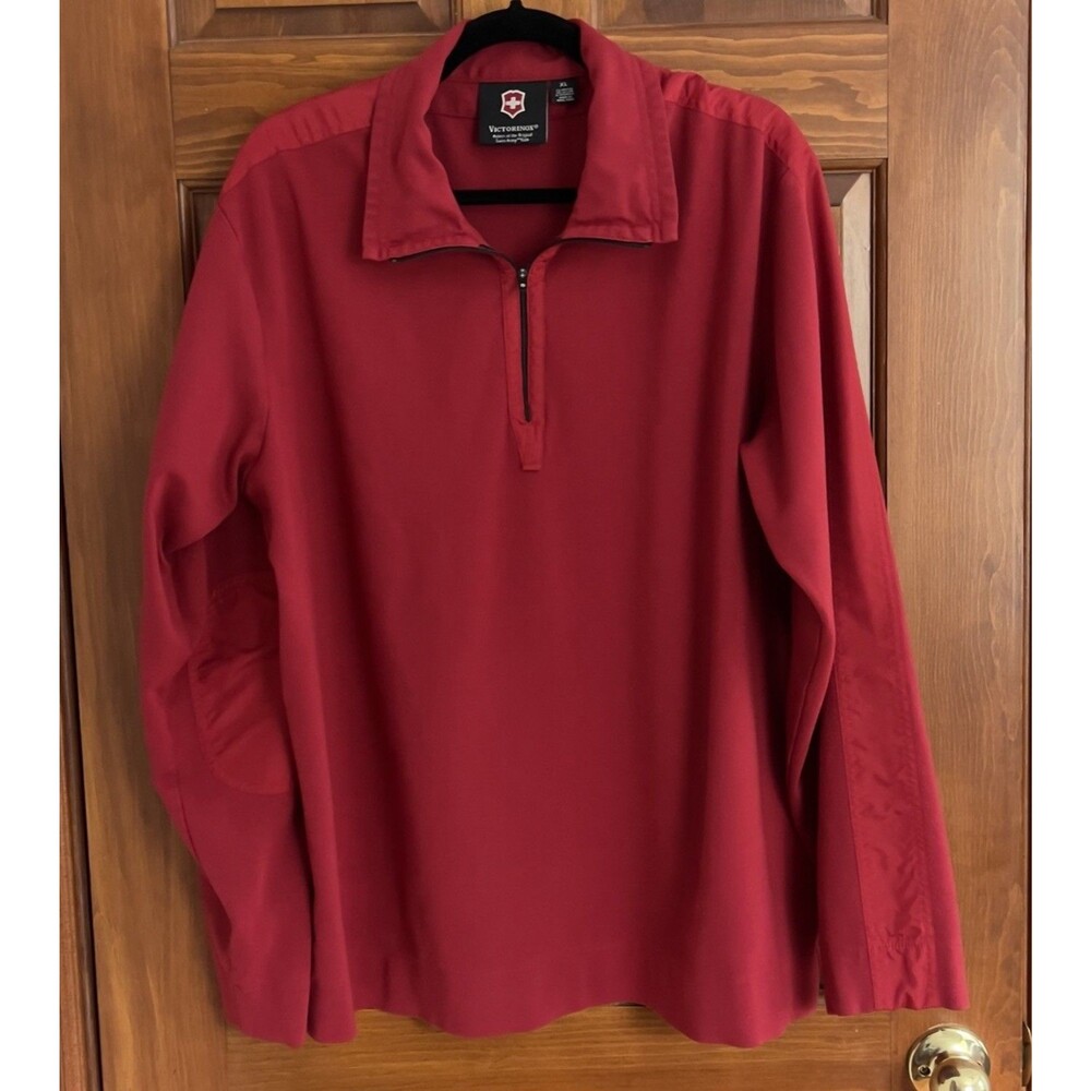 Victorinox Swiss Army XL Red 1/4 Zip Pullover Jacket Swiss Cross Logo EUC